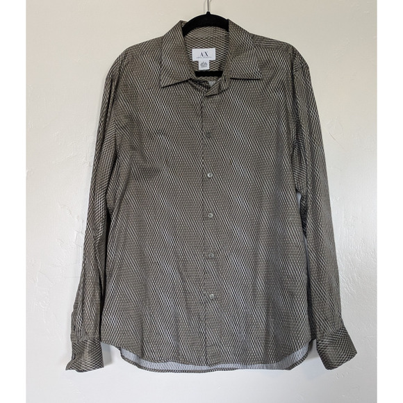 Armani Exchange AX Long Sleeve Mens Large Button Down Shirt Abstract Officewear‎ - Picture 1 of 11